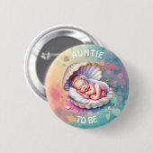 Badge Rond 5 Cm Baby Girl in a Seashell Baby shower Tante to be (Devant & derrière)