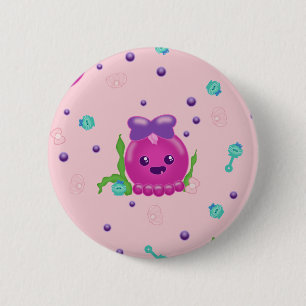 Badge Rond 5 Cm Baby Girl Kawaii Octopus