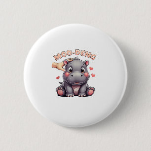 Badge Rond 5 Cm Baby Hippo Moo Deng Moo-Deng Hippopotamus Débardeu