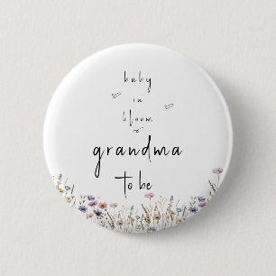 Badge Rond 5 Cm Baby In Bloom Fleur sauvage Baby shower grand-mère