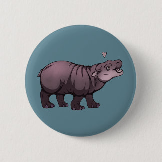 Badge Rond 5 Cm Baby Pigmy Hippo