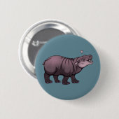 Badge Rond 5 Cm Baby Pigmy Hippo (Devant & derrière)