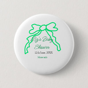 Badge Rond 5 Cm Baby shower à griffes arc vert ajouter nom date mo