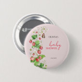 Badge Rond 5 Cm Baby shower aux fraises (Devant & derrière)