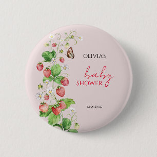 Badge Rond 5 Cm Baby shower aux fraises