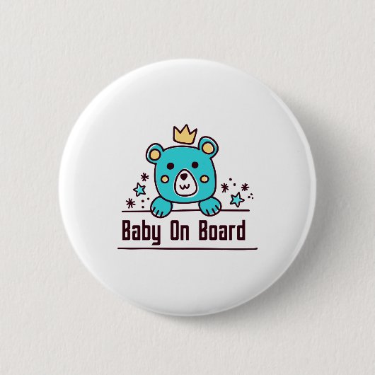 Badge Rond 5 Cm baby shower bébé à bord (Devant)