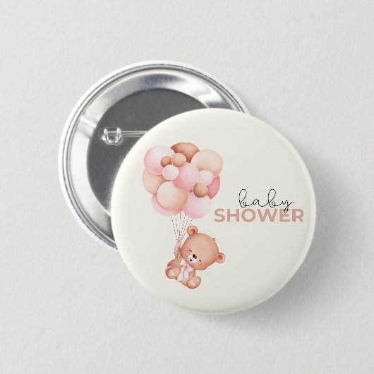 Badge Rond 5 Cm Baby shower bébé ours en peluche (Devant & derrière)