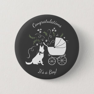 Badge Rond 5 Cm Baby shower berger allemand chien sans sexe