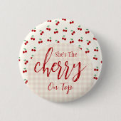 Badge Rond 5 Cm Baby shower cerises (Devant)
