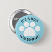 Badge Rond 5 Cm Baby shower - C'est un garçon - Thème Empreinte de (Devant & derrière)