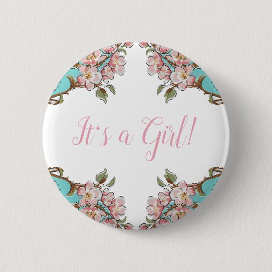 Badge Rond 5 Cm Baby shower Cherry Blossom (Devant)