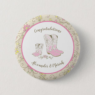 Badge Rond 5 Cm Baby shower Cowgirl
