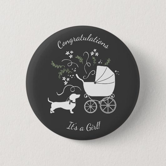 Badge Rond 5 Cm Baby shower Dachshund Weiner Chien (Devant)