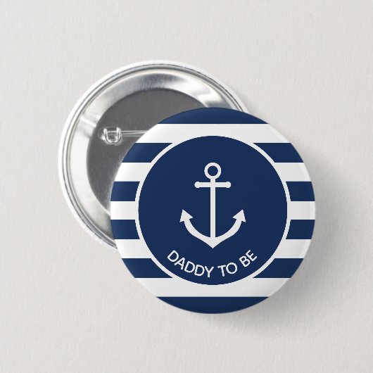 Badge Rond 5 Cm Baby shower d'ancre nautique - papa à être (Devant & derrière)
