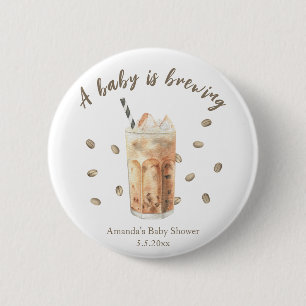 Badge Rond 5 Cm Baby shower de brassage de café glacé d'aquarelle