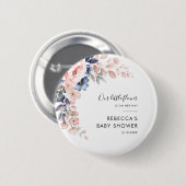 Badge Rond 5 Cm Baby shower de feuillage végétal rose (Devant & derrière)