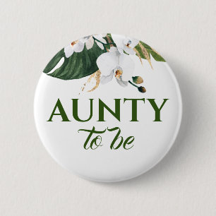 Badge Rond 5 Cm Baby shower de fleurs d'orchidées blanches