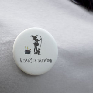Badge Rond 5 Cm Baby Shower de Maternité de Sorcière Enceinte