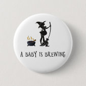 Badge Rond 5 Cm Baby Shower de Maternité de Sorcière Enceinte (Devant)