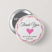 Badge Rond 5 Cm Baby shower de Merci de rose et or (Devant & derrière)
