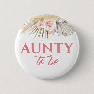 Badge Rond 5 Cm Baby shower de Pampas Grass et Fleurs roses