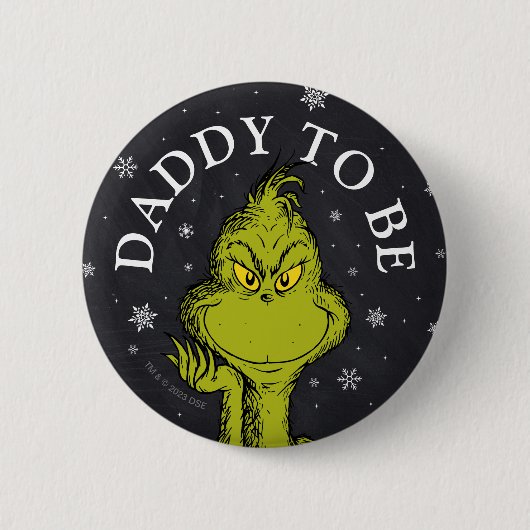Badge Rond 5 Cm Baby shower de tableau noir Grinch | Papa à être (Devant)