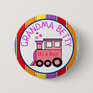 Badge Rond 5 Cm Baby shower de train Choo Choo à être grand-mère