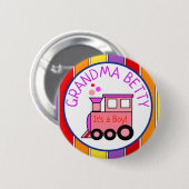 Badge Rond 5 Cm Baby shower de train Choo Choo à être grand-mère (Devant & derrière)
