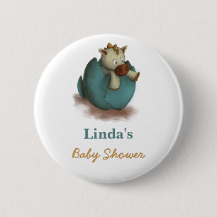 Badge Rond 5 Cm Baby shower d'éclosion de dinosaure