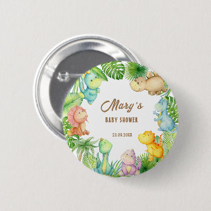 Badge Rond 5 Cm Baby shower Dinosaur
