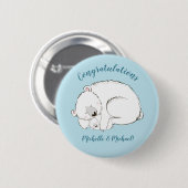 Badge Rond 5 Cm Baby shower d'ours polaire (Devant & derrière)