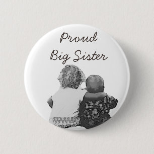 Badge Rond 5 Cm Baby shower fier de grande soeur ou nouveau bouton