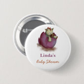 Badge Rond 5 Cm Baby shower fille Dinosaur (Devant & derrière)