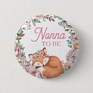 Badge Rond 5 Cm Baby Shower Fille Future Nonna Renard de la Fo
