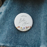 Badge Rond 5 Cm Baby shower Fleur sauvage coloré<br><div class="desc">Ce bouton de baby shower fleur sauvage coloré est parfait pour votre baby shower d'été simple, lunatique et boho arc-en-ciel. Les fleurs aux couleurs vives, rose, jaune, orange et or donnent à ce produit l'impression d'un jardin de printemps hippie vintage, élégant et minimaliste. Le design moderne est artistique et délicat,...</div>