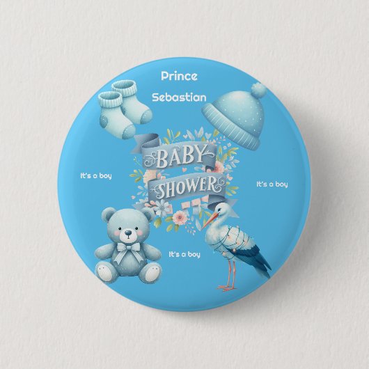 Badge Rond 5 Cm Baby shower garçons (Devant)