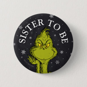 Badge Rond 5 Cm Baby-Shower Grinch Tableau Future Sœur