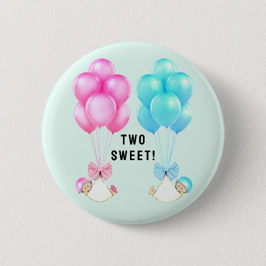 Badge Rond 5 Cm baby shower jumeau en faveur (Devant)