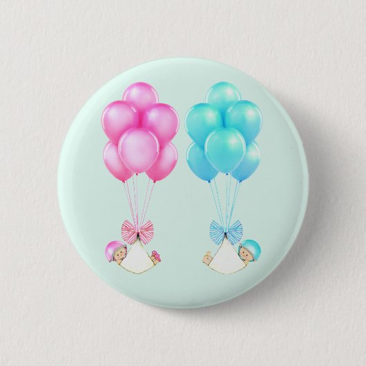 Badge Rond 5 Cm baby shower jumeaux faveurs (Devant)