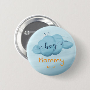 Badge Rond 5 Cm Baby-Shower Maman Future Garçon Mignon Nuage Aquar