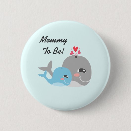 Badge Rond 5 Cm Baby shower mignon de garçon de baleine (Devant)