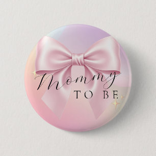Badge Rond 5 Cm Baby-Shower Minimaliste Arc-En-Ciel Rose