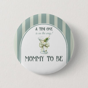 Badge Rond 5 Cm Baby Shower Minimaliste Rétro Tini Martini Unique