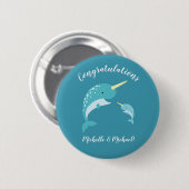Badge Rond 5 Cm Baby shower Narval (Devant & derrière)