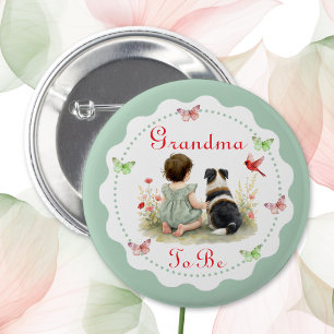 Badge Rond 5 Cm Baby Shower Personnalisé Future Grand-mère