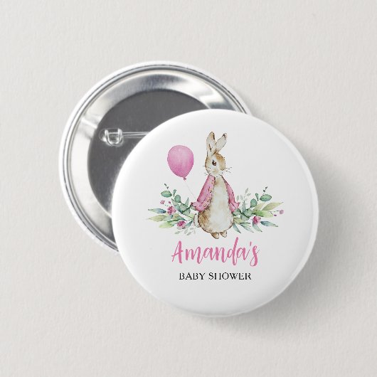 Badge Rond 5 Cm Baby shower Peter Rabbit (Devant & derrière)