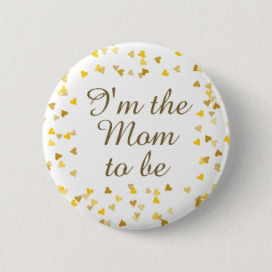 Badge Rond 5 Cm Baby Shower / Sprinkle Cœurs d'Amour Dorés