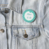 Badge Rond 5 Cm Baby shower turquoise Mimi (En situation)