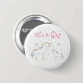 Badge Rond 5 Cm Baby shower Unicorne Rainbow Pastel (Devant & derrière)