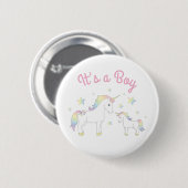 Badge Rond 5 Cm Baby shower Unicorne Rainbow Pastel (Devant & derrière)